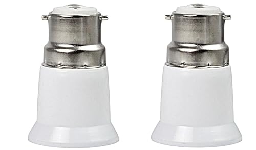 2 Pcs Light Bulb Lamp Holder Socket Converter Bayonet Socket Adapter,B22 to E27 Socket Converter, Bayonet to Screw Edison, BC to ES Lamp Base Adapter for LED Bulbs and Incandescent Bulbs and CFL Bulbs