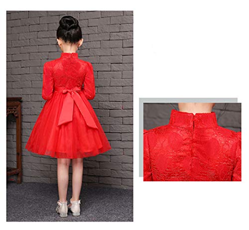 Girls Chinese Cheongsam Qipao Dress, Kids Traditional Oriental Asian Retro Embroidery Princess Party Tutu for 3-12 Years2