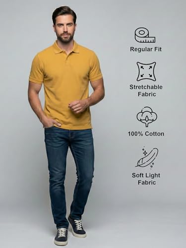 Image of XENOVAURBAN Cotton Polo t Shirt for Man | Regular Fit Solid Color Classic Cotton Polo T-Shirt with Collar for Men