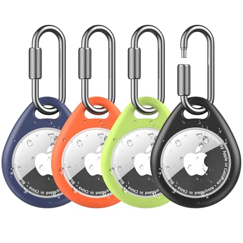 Image of for AirTag Holder for Apple Air Tag 2nd Generation 1st Gen- 4 Pack Air Tagholder Keychain with Professional Carabiner, Waterproof & Shockproof TPU Air Tag Case 2 /1 for Keys, Backpacks, Pets, Luggage