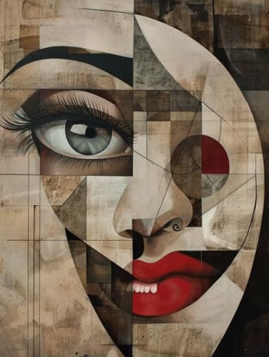 Pintura por numeros kit manualidades adultos para decorar el salon con un cuadro de rostro DIY