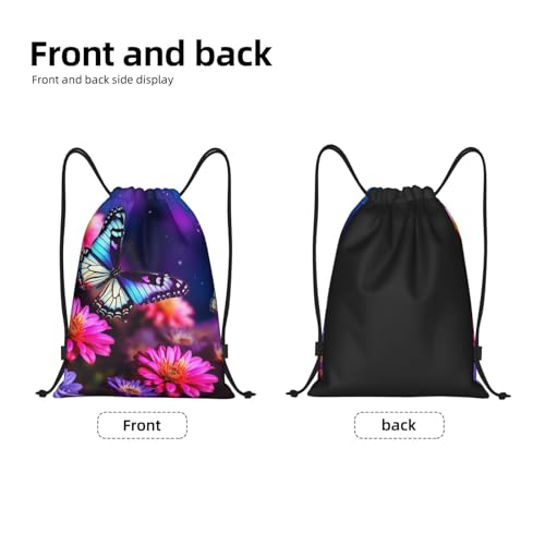 Drawstring Bag Lightweight Small Gym Bag for Women Butterfly Beautiful Flowers Soccer Backpack for Sports Travel4