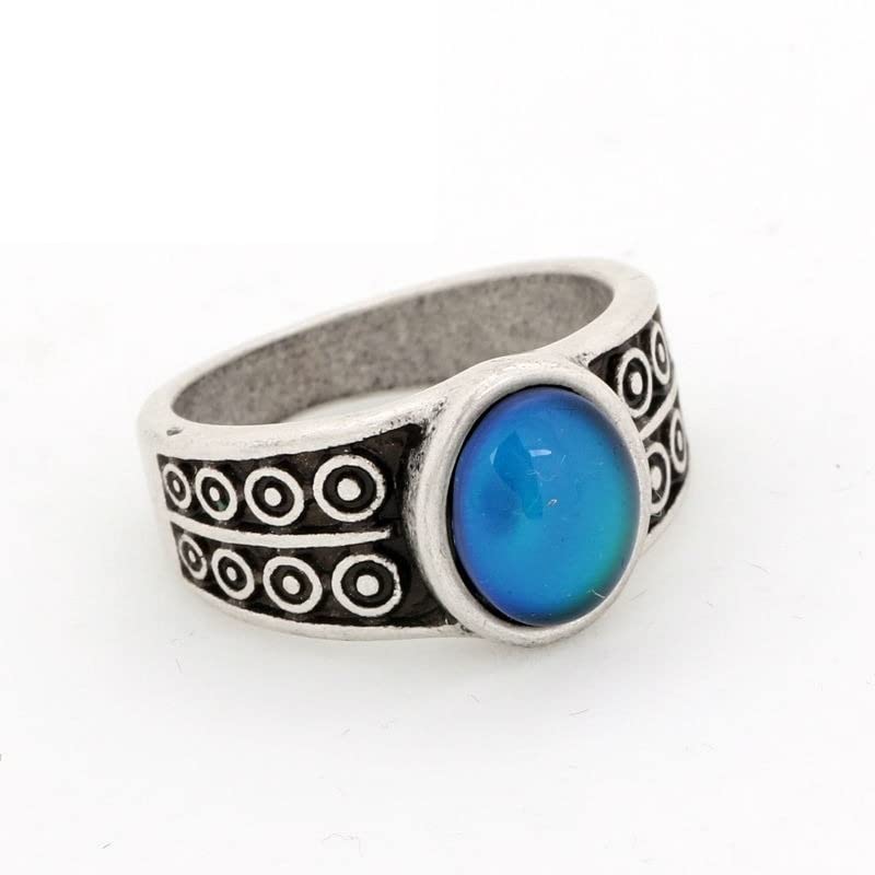 LOKILOKI 2 Uds Anillos De Estado De Ánimo Que Cambian De Color Chapados En Plata Antigua Que Cambian La Temperatura del Color Conjunto De Anillos De Sensación De Emoción para Mujeres/Hombres
