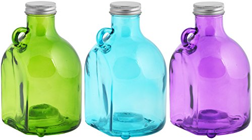 Esschert Design Piège à guêpes Mural en Verre, Couleurs Assorties, 12,7 x 11 x 19 cm, avec Trou de préhension, Couvercle fileté en Vert/Bleu/Violet