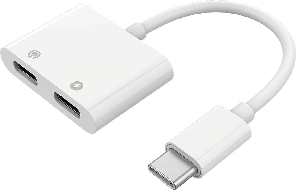 Bigben USB C Audio Adapter USB C + USB C Charging White