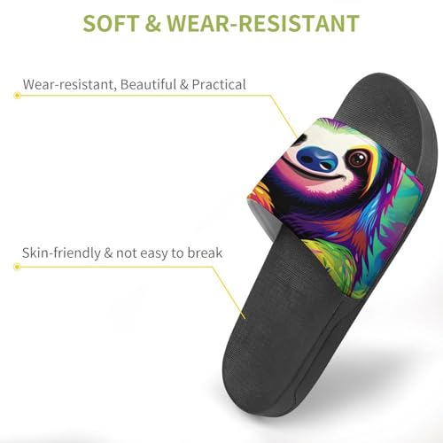 Funky Rainbow Sloth House Sandals Non-Slip Bathroom Slippers Beach Summer Shoes for Men Women3