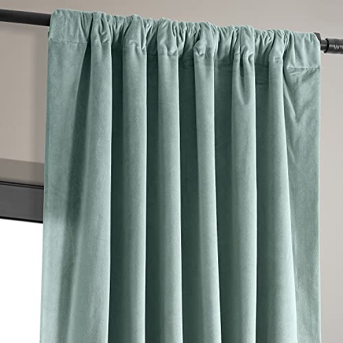 HPD Half Price Drapes Signature Velvet Thermal Blackout Curtains for Living Room 96 Inch Long (1 Panel) Rod Pocket Insulated Blackout Curtains for Bedroom Window Curtains, 50W x 96L, Skylark Blue