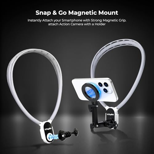 Image of Digitek (DNM 050) Silicon U-Shaped Neck Magnetic Mount for Phones & Action Cameras, Magnetic Grip, 360 Rotation, Horizontal /Vertical Shooting, MagSafe & Non-MagSafe Compatible, for Outdoor Vlogging