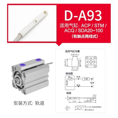 Sensor de cilindro D-A93 interruptor magnético para accesorios neumáticos 2