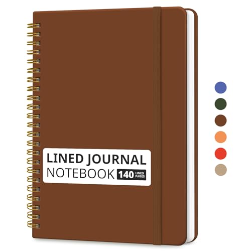 Image of Taja Lined Spiral Journal Notebook for Women & Men, 140 Pages, College Ruled Hardcover Notebook for Work & Note Taking, Journals for Writing, A5(5.7 inch x 7.9 inch) - Rust Brown