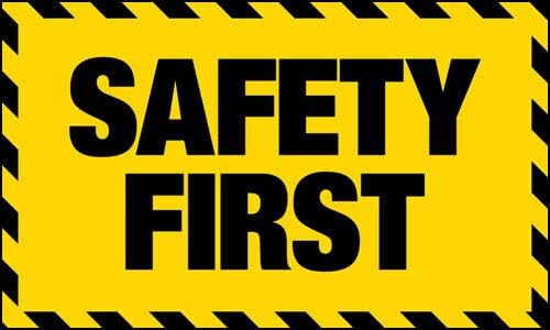 JR Studio 3x5 inch Black Yellow Safety First Sticker - USA Safe Warehouse Business Office Vinyl Decal Sticker Car Waterproof Car Decal Bumper Sticker