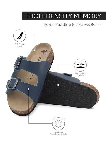 Image of HF JOURNEY Women's Cork Footbed Sandal,Slip On Entry,(Size 36-41) PU, Casual Lounging Slipper, EVA Sole, Flat Heel, Amelia 2.0