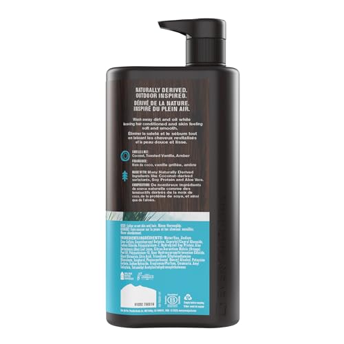 Every Man Jack Men’s 3-in-1 All Over Wash for All Skin and Hair Types - Cleanse and Nourish Skin, Hair with Naturally Derived Soy Proteins, Aloe - Coconut + Driftwood Scent - 28.8 fl. oz - 2 Pack - Image 2