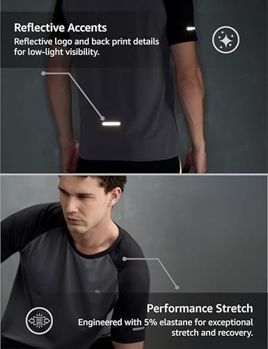 Image of Symbol Premium Men's Solid Regular Fit Sports Stretch T-Shirt | Round Neck | Raglan Sleeve | Moisture-Wicking | Activewear | Running | Gym | Plain (Available in Plus Sizes)