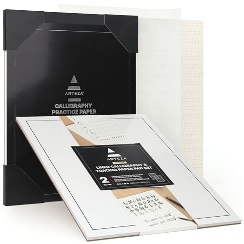 ARTEZA Tracing & Calligraphy Paper Set, 2-Pack – 9x12 Inch Pads with 105 Sheets Total for Lettering, Sketching, Drafting & Design Practice