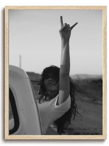 Framed Trendy Rock Wall Art Roll Girl Canvas Wall Art