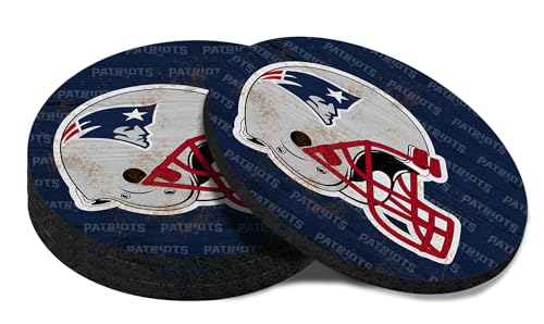 Malogtan Coasters for Drinks，Blue Gray Design Cup Coasters Set of 4 for Tabletop,Coffee Table，Drinking Coaster for Sport Football Fans，Non-Slip Rubber Base - 4 Inches