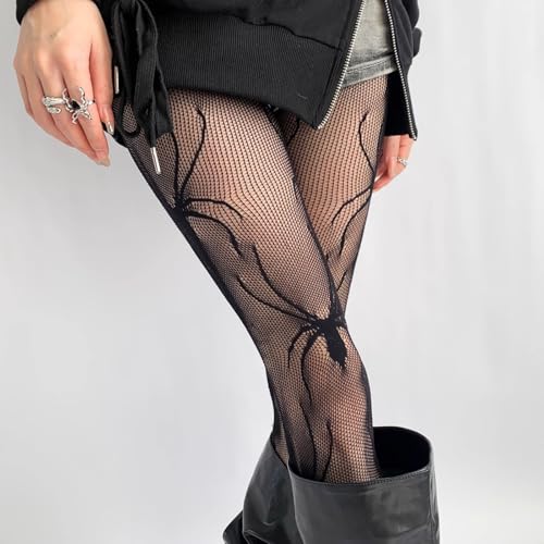 Sexy Lace Spider Pattern Women's Stockings Fishing Net Stockings Floral Gothic Style Waist Cinching Pantyhose2