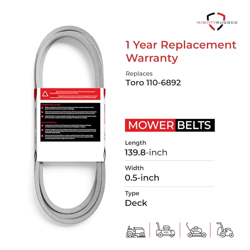 Image of 110-6892 Deck Belt Replacement for Toro, Length 140.375 inch, Heavy-Duty, Durable, Aramid Cord Belt Fits Toro TimeCutter, Precision, Zero Turn Mowers Z5000 Z5020 Z5030 Z50035 Z5040 Z5060 Z3500HLX G4020