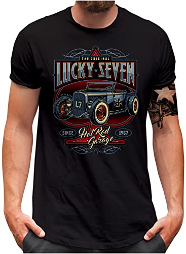 T-shirt Lucky 7 pour homme style auto tuning oldschool du S au 5XL