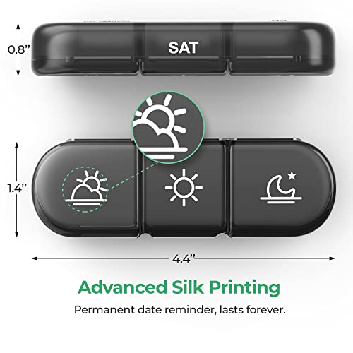 Weekly Pill Organizer 3 Times A Day, Puliv Portable Travel Pill Box 7 Day With Large Pill Containers, Light-Proof Pill Case For Vitamins, Medication, Supplements And Fish Oils (Black) #TOP5