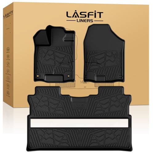 LASFIT Floor Mats for Honda Ridgeline 2026 2025 2024 2023-2017 Crew Cab All Weather Protection TPE Non-Slip Custom Fit Automotive Accessories Floor Liners 1st & 2nd Row Black