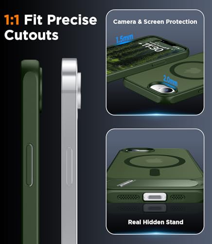 Image of Magnetic Compatible with iPhone 17e Case & iPhone 16e Case,[Built-in Invisible Kickstand][Compatible with MagSafe][Military Grade Shockproof] Slim Translucent Matte Case for iPhone 16e /17e 6.1 inch
