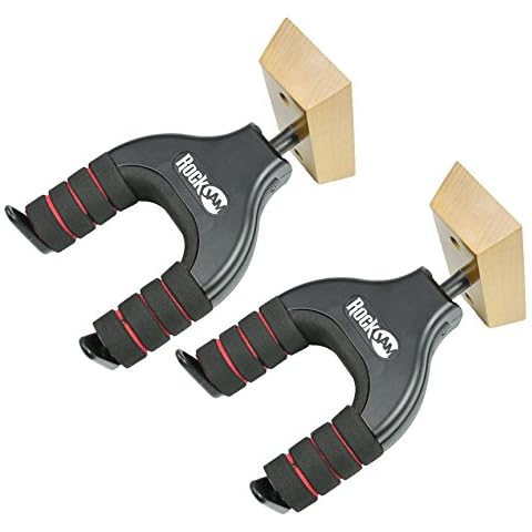 RockJam 2-Pack Guitar Hanger and Wall Mount Bracket Holder for Acoustic and Electric Guitars Cover