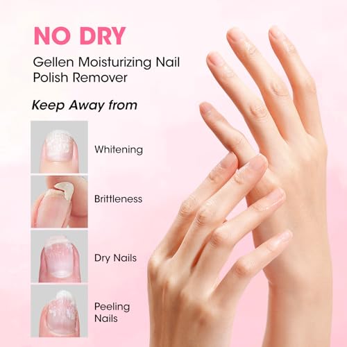 Gellen Nail Polish Remover, Non Acetone Rose Scent Nail Polish Remover, Dual-phase Hydrating Fingernail Polish Removal, Healthy Nourishing Nail Removal with Pump, Contains Vitamin E, 6.09 Fl Oz — view 5