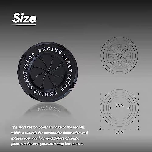 Image of Rotary Push Start Button Cover, Universal Car Engine Start Button Cover, Car Stickers Interior Decor, Car Accessories Motorcycle Ignition Key Switch Cover (Black)