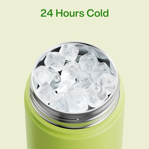 Image of ENCOOL Insulated Water Bottle with Straw Stainless Steel Water Bottle, Leak-Proof, BPA-Free, Double Wall Vacuum Keeps Cold for 24 Hours for Sports, Travel, School (26 oz, Acid Green)
