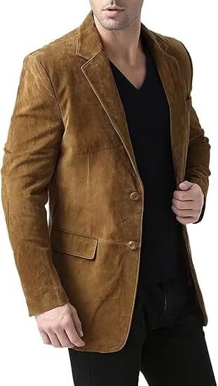 Men's Suede Jacket Casual Classic Fit Blazer Formal Sport Coats for Wedding Prom3