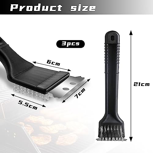 Foto von 3 Stück Grillbürste Grill Reinigungsbürste Grillrost Bürste Langer Griff mit Edelstahl Spatel und PP Wärmedämmung Griff für Gasgrill Holzkohlegrill Kugelgrill Elektrogrill und Grillrost
