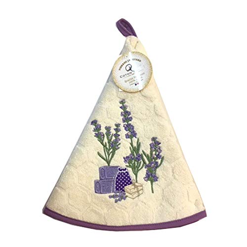 Essuie main rond en éponge Tissage Jacquard sachet de lavande ecru Qualité Premium