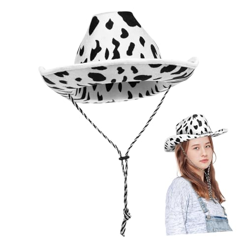 PACKOVE Unisex Printed Decor Hat Felt Big-eave Party Hat for Men Women's Cow Theme