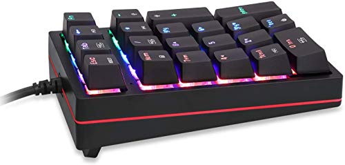 MQUPIN RGB Number Pad,Mechanical USB Wired RGB Numeric Keypad with Blue LED Backlit 21-Key Numpad for Laptop Desktop Computer PC (Red Switch) - Thumbnail 6