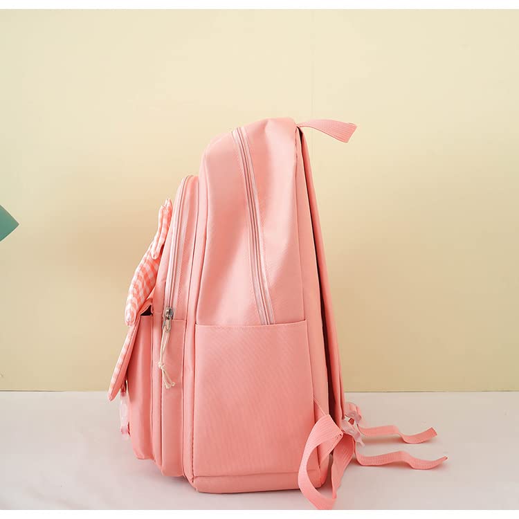 Juego de 4 mochilas Kawaii para escuela, maletines, estuche, monedero para niñas y escuelas, Rosado