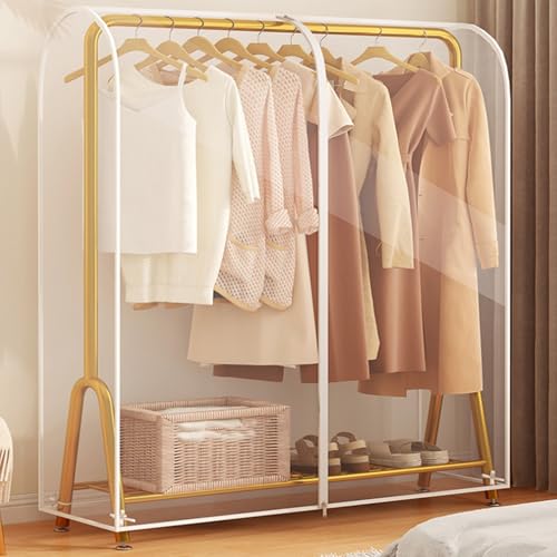 Housse de cintre transparente et protection pour portant à vêtements - 2