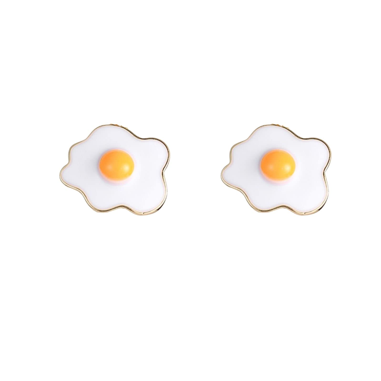 Fuqimanman2020 Cute Fried Egg Stud Earrings Funny Gold Plated Poached Egg Dangle Earrings for Women Kitchen Cooking Statement Jewelry Gifts