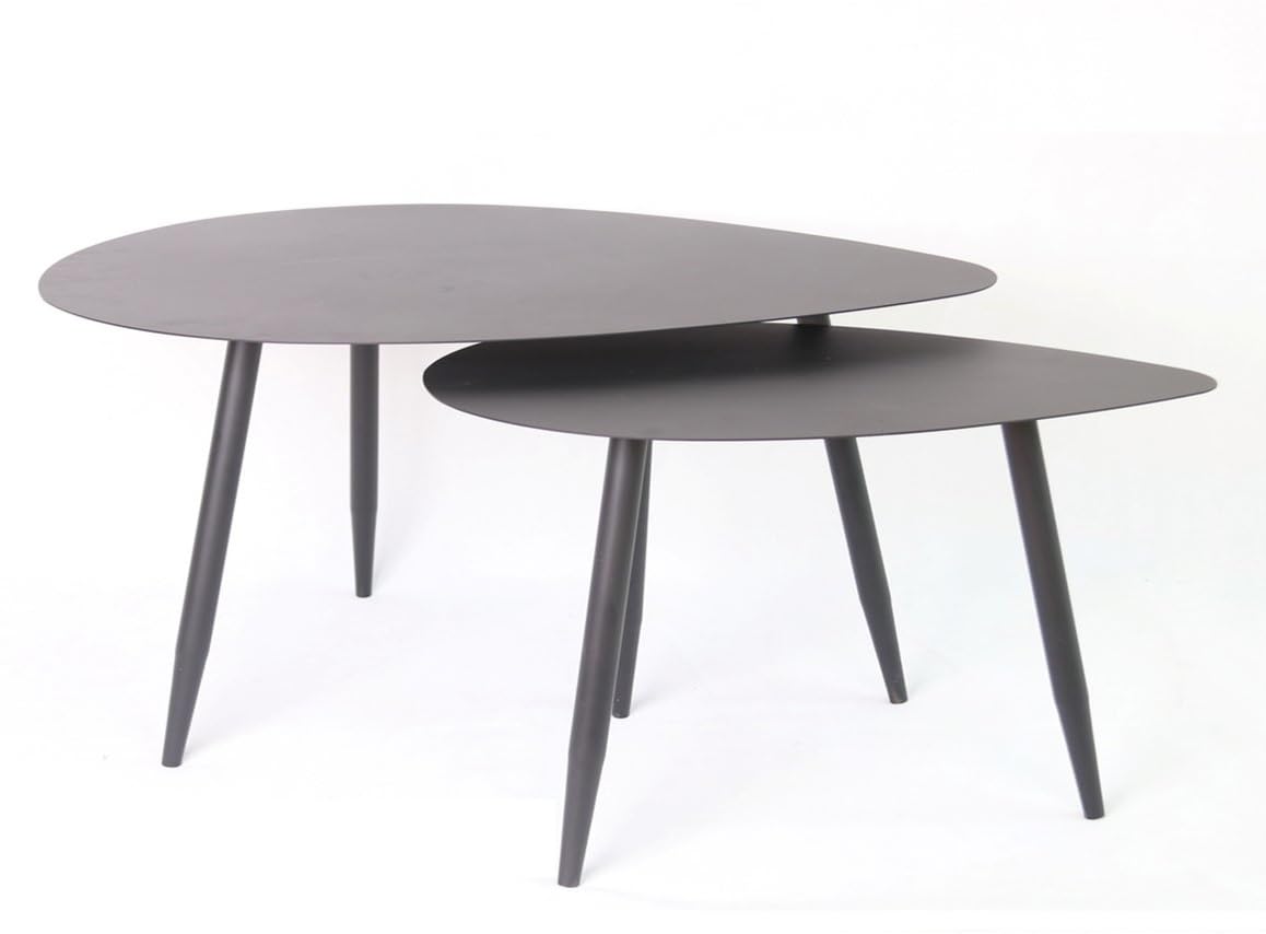 Maury's Set 2 Tavolini in Metallo Nero Antracite dal Finish Opaco,Perfetti per un Arredamento Moderno e Raffinato