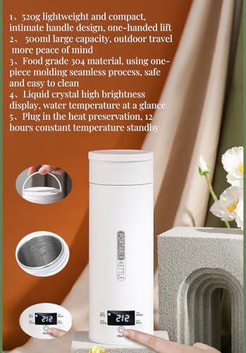 Hervidor eléctrico portátil 500ml con 4 temperaturas miniatura 6