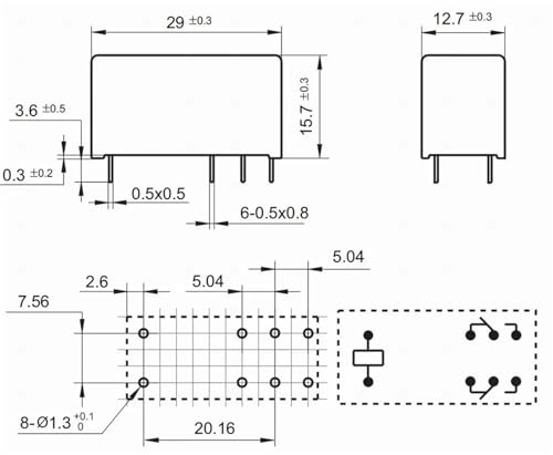 Relé electromecánico de 8 pines 115F2C 24VDC para montaje en placas de control 2