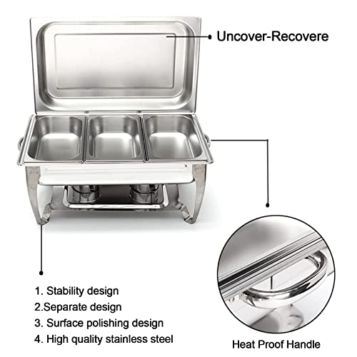 Juego De Recipientes para Servir Buffet con Calentador De Alimentos De Acero Inoxidable, Cenas, Fiestas Y Bodas.