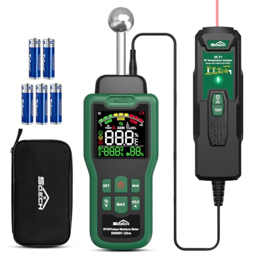 Feuchtigkeitsmessgerät, SQECH Feuchtigkeitsmesser mit Infrarot Thermometer | Feuchtemessgerät mit...