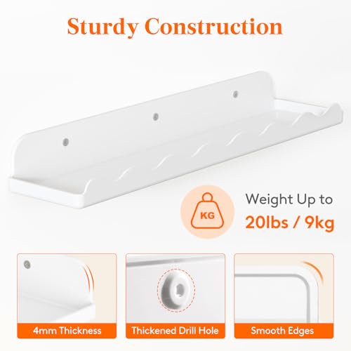 Image of Lifewit Plastic Nursery Floating Book Shelves 12 Pack, 15 inchx3.4 inch White Clouds Plastic Wall Shelf for Bedroom Kids, Hanging Bookshelf Racks for Baby Toddler Children Room Decor, White