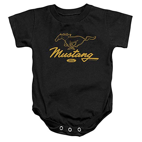 Ford Mustang Pony Script Unisex Infant Snap Suit for Baby Boys and Girls, Medium (12 Months) Black