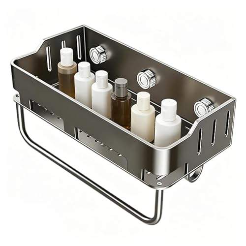 Genérico Organizador de Ducha con Ventosas - Cesta Pared Con Orificios De Drenaje | Balda de Baño con Ganchos y Barra para Toalla | para Aseo Hogar Cocina Despensa Apartamento