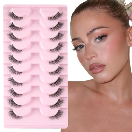 10 Pairs Eye Lashes for Women, Natural Wispy False Eyelashes, Fluffy Volume Strip Fake Lashes, DIY Eyelash Extension Kit for Daily Makeup and Special Occasions