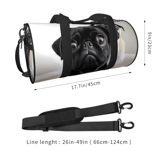 Travel Bag For Women,Cute Black Pug Dog Print Personal Item Duffle Bags,Weekend Travel Duffel Tote Bag,Travel Sport Gym Bag For Men,Airplane Travel Essentials For Flying4
