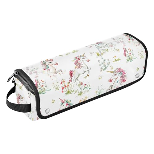 Organizador de herramientas para el cabello 2 en 1 Colorful Unicorns con alfombrilla resistente al calor para planchas y rizadores